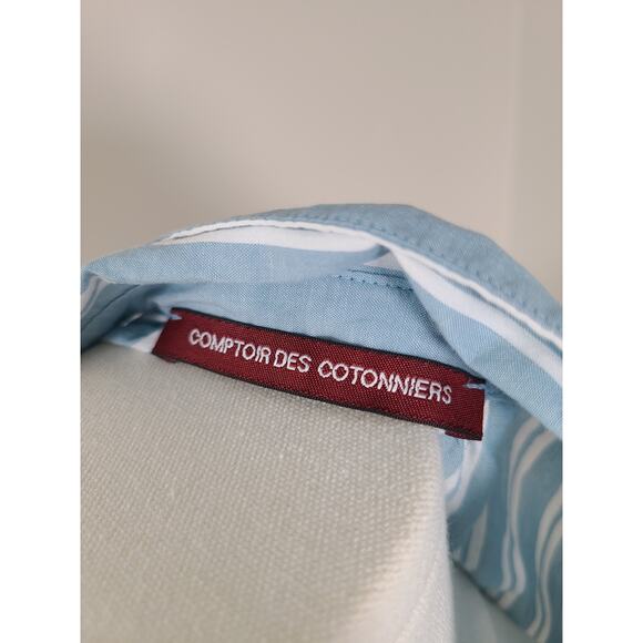 Comptoir Des Cotonniers Blue Striped Preppy Academia Shirtdress - Picture 3 of 4